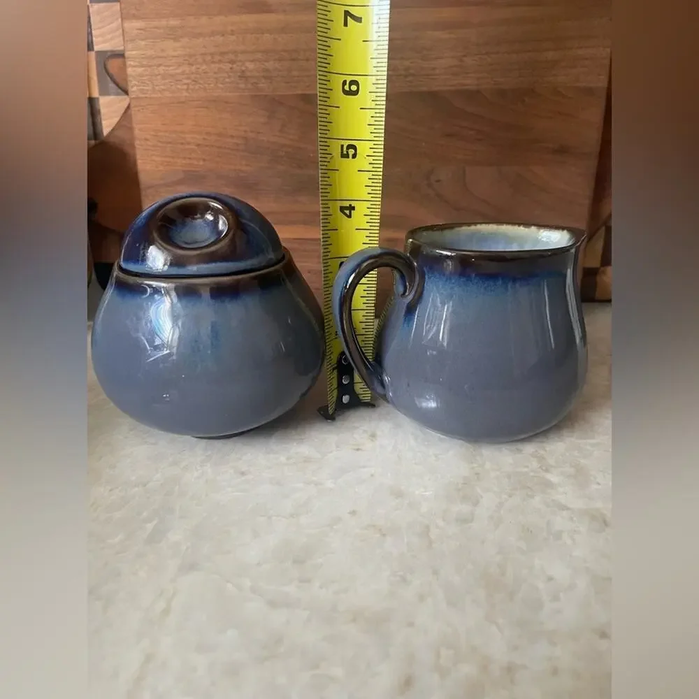 Sango Blue Ceramic Sugar and Creamer Set Nova Blue *Retired